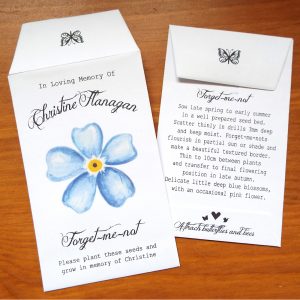 personalised forget me not seed packet gift favours