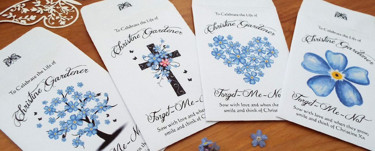 Personalised Funeral Forget Me Not Flower Seed Packets Envelopes Memorial  Remembrance Favours Keepsake 